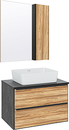 Runo Мебель для ванной Мальта 70 Tre подвесная дуб/черная – фотография-1